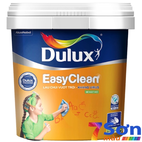 Sơn nội thất Dulux EasyClean Lau chùi vượt trội Kháng Virus mờ- 99A (15L)