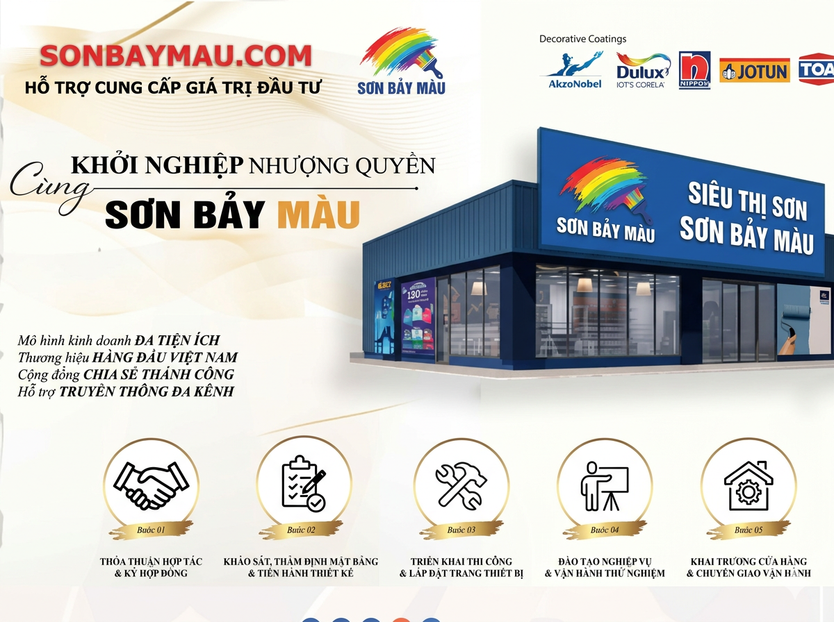 Hỗ trợ mở đại lý sơn, siêu thị sơn